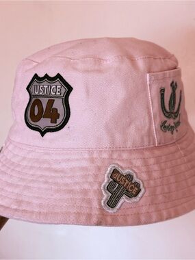 Justice Pink Bucket Hat with Patches